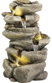 Záhradná fontána LED kamenná kaskáda polyresinová 26 x 31 x 50,5 cm
