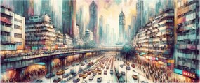 Obraz - Život veľkomesta (120x50 cm)