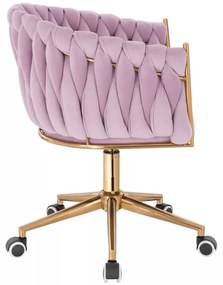 LuxuryForm DESIGN Kreslo NORDEN VELUR na zlatej podstave s kolieskami - levanduľa