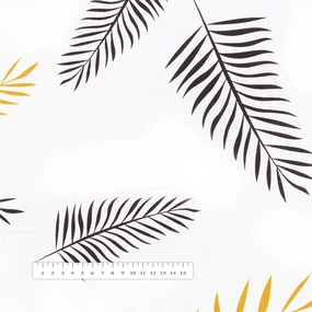 Biante Bavlnený štvorcový obrus Sandra SA-219 Zlaté a čierne palmové listy na bielom 90x90 cm