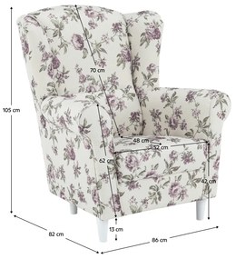 Tempo Kondela Kreslo ušiak, látka rose 18, CHARLOT