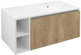 Sapho Sapho, LOREA skrinka s umývadlom 101x46x51,5cm (20+80 cm), pravá, dub Alabama/biela matná, LE080-2231-R-02