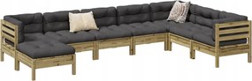 vidaXL 8-dielna záhradná súprava s podložkami, impregnovaná borovica