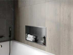 Mexen X-Wall-R, polica na zapustenie s prírubou  60 x 30 cm, grafitová matná - 19E0603010