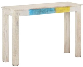 vidaXL Konzolový stolík biely 115x35x77 cm surový mangovníkový masív