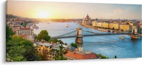 Obraz mesta Budapešť s riekou (120x50 cm)