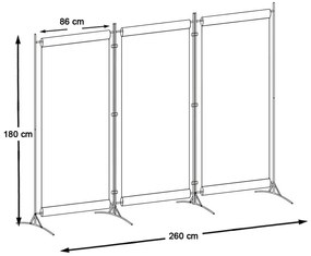 Mobilný paraván 260x180 cm, sivý