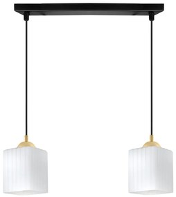 Závesné svietidlo Riffle Square, 2x biele sklenené tienidlo, b/g