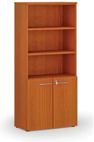 Kombinovaná kancelárska skriňa PRIMO WOOD, dvere na 2 poschodia, 800 x 420 x 1781 mm, čerešňa