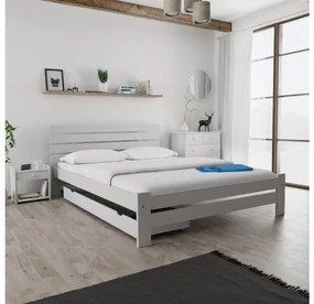 Posteľ PARIS zvýšená 120 x 200 cm, biela Rošt: S latkovým roštom, Matrac: Matrac DELUXE 10 cm