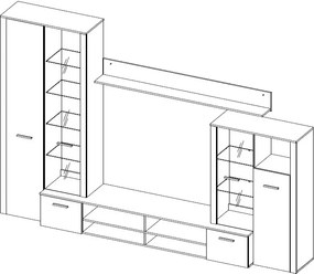 Obývacia stena Dakar, bielený smrekovec, s osvetlením