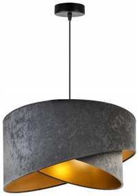 Závesné svietidlo Mediolan, 1x šedé/svetlošedé/zlaté textilné tienidlo