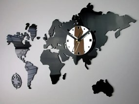 3D nalepovacie hodiny Continents wenge