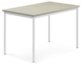 Stôl SONITUS, 1200x800x760 mm, linoleum - svetlošedá, biela