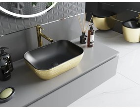 Mexen Rita, umývadlo na dosku 45x32x14 cm, čierna matná-zlatý vzor, 21084577