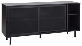 Čierna kovová komoda s posuvnými dverami 160x75x46 cm Veep – Unique Furniture