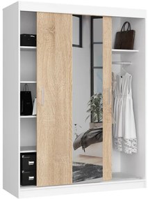 Šatníková skriňa s posuvnými dverami 150 cm CLP biela / sonoma