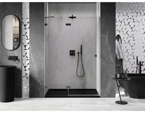 Mexen, Mexen Lunar ľavé otočné sprchové dvere 135 cm, transparentné, pištoľový kov - 834-135-000-95-00-L