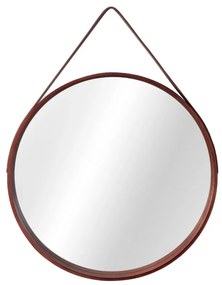 Tutumi Tutumi, okrúhle zrkadlo 59 cm na hnedom pásiku NBKL-180B-DB, tmavá hnedá, HOM-09696
