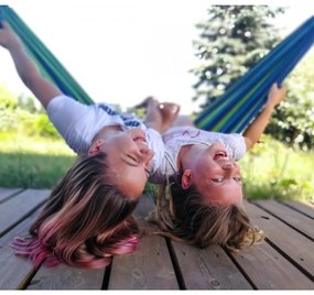 Modrozelená hojdacia sieť HAMMOCK pre 2 osoby 200x150 cm