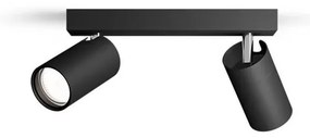 Philips - Kúpeľňové bodové svietidlo IDRIS 2xGU10/5W/230V IP44 čierna