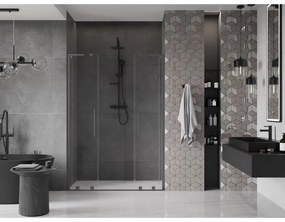 Mexen Velar L Duo, posuvné sprchové dvere do otvoru 150 cm, 8mm číre sklo, brúsený grafit, 871-150-003-02-95