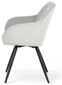 Sada dvoch jedálenských stoličiek TURNO zamatové, sivé / čierne nohy (2 ks)