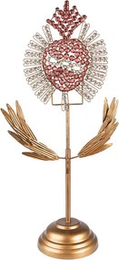 Medený antik kovový svietnik s kamienkami - 23*11*45 cm