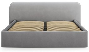 Svetlosivá čalúnená dvojlôžková posteľ s úložným priestorom s roštom 200x200 cm Elizabeth – Micadoni