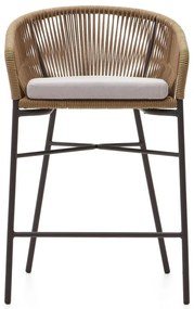 Béžová kovová/polstrovaná záhradná barová stolička Yanet – Kave Home