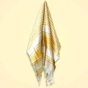 Pruhovaný prehoz so strapcami 90x170cm žltý