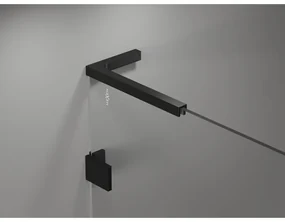 Mexen Lunar, L pravý výklopný sprchový kút 100 x 90 cm, 8mm číre sklo, čierny profil, 834L-100-090-70-00-P