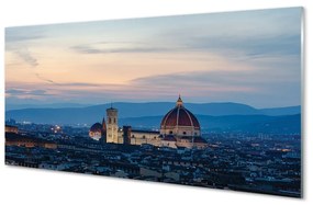 Sklenený obraz Taliansko katedrála panoráma v noci 125x50 cm
