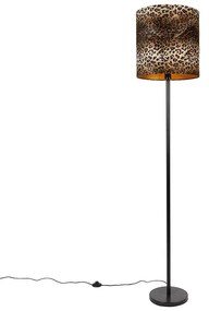 Stojaca lampa čierna tienidlo leopardia potlač 40 cm - Simplo