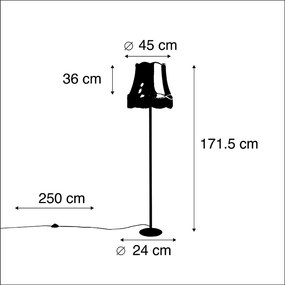Retro stojaca lampa čierna s tienidlom v štýle babičky krémová 45 cm - Simplo