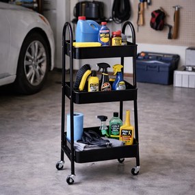 Storage Solutions Kuchynský kovový vozík 3 poschodia 44 x 31,5 x 79,5 cm, čierna