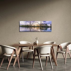Obraz jazera (s hodinami) (90x30 cm)