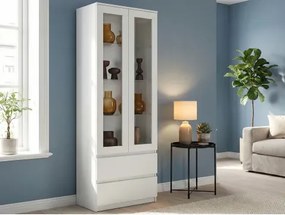 Vysoká vitrína Carlos, biela, šírka 70 cm%