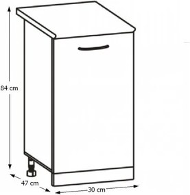 Dolná kuchynská skrinka Cyra New D-30 - dub sonoma / biela