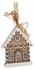 Vianočná závesná dekorácia Gingerbread cottage, 5,6 x 7,4 cm
