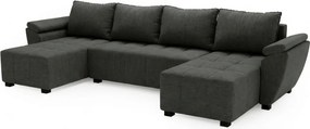 AKCIA Rozkladacia sedacia súprava do U LIVARO 305x140 cm, tmavosivá II. akosť