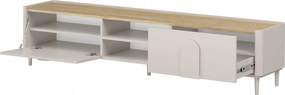 TV stolík Amilio 220 cm na nožičkách - kašmír / olejovaný dub