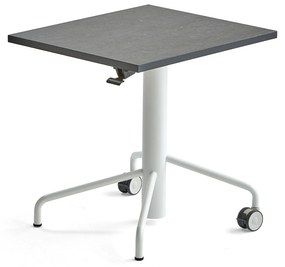 Výškovo nastaviteľný stôl ARISE, 600x700 mm, linoleum - tmavošedá, biela