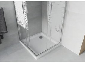 Mexen Rio štvorcový sprchovací kút 70 x 70 cm, 6mm sklo, číre sklo/pásy, chrómový profil + slim sprchová vanička 5cm, 860-070-070-01-20-4010