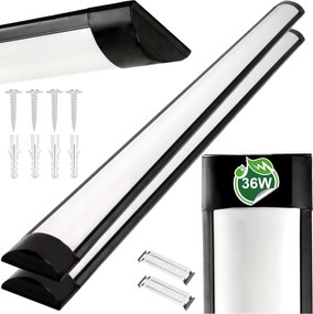 LED panelové svietidlo na prisadenú stropnú montáž 2x 36W 120cm čierna 4500k