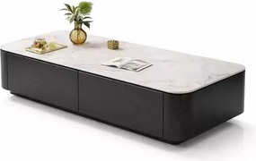 LuxuryForm DESIGN Konferenčný stolík ASTON 120 × 60 × 36 cm – čierny s bielou doskou