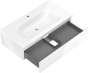 Mexen Orio, kúpeľňová skrinka 90 cm s umývadlom Vela, 1 zásuvka, biela lesklá, 91A10-09023-1-BF00-W23M00