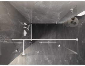 Mexen Lunar T, sklápací sprchový kút ľavý 115 x 110 cm, 8mm číre sklo, biely profil, 834T-115-110-20-00-L