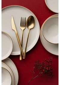 Jedálenská súprava 16 ks béžová/zlatá/porcelán