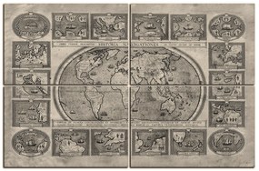 Obraz na plátne - Starodávna mapa sveta 11100FC (90x60 cm)